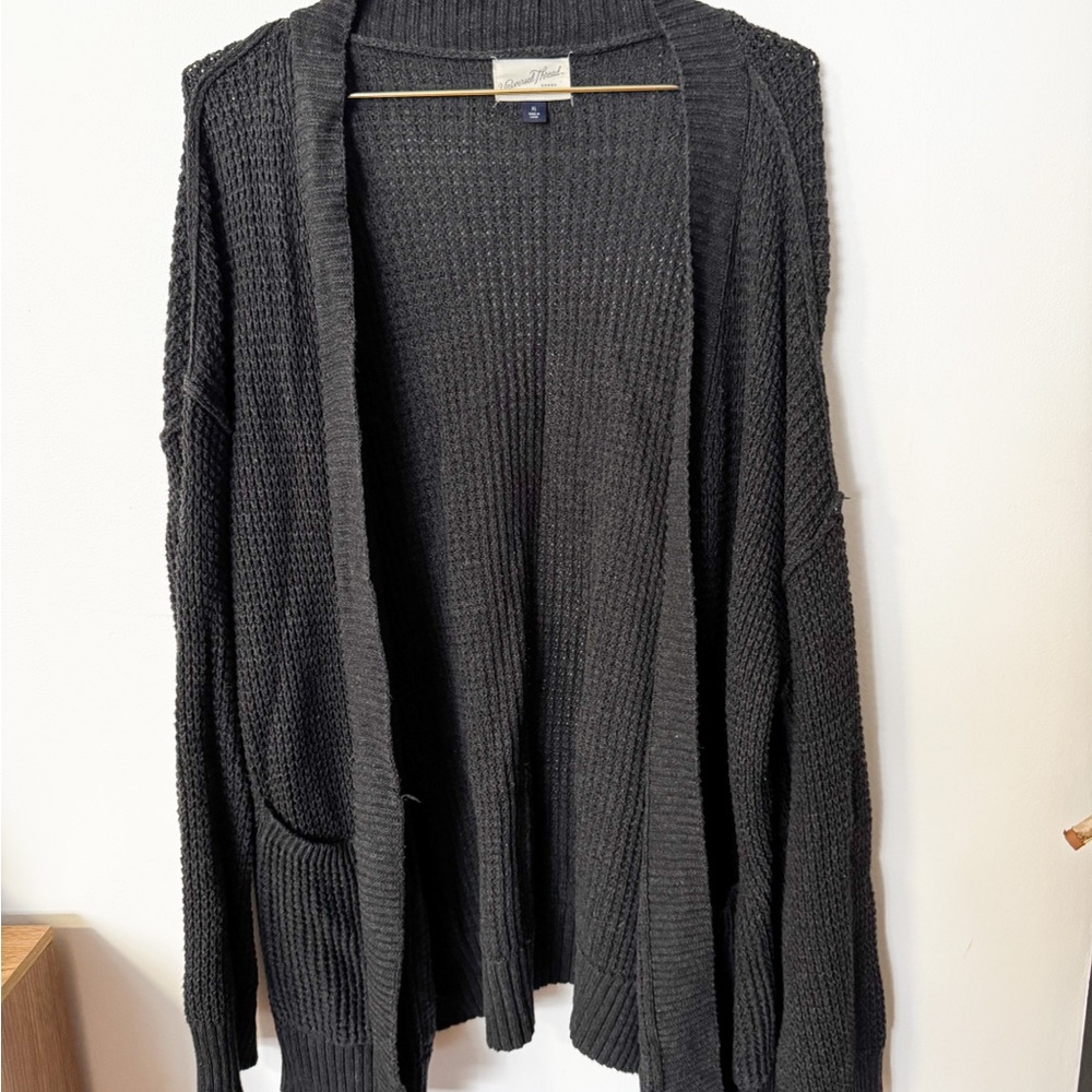 dark grey knit cardigan